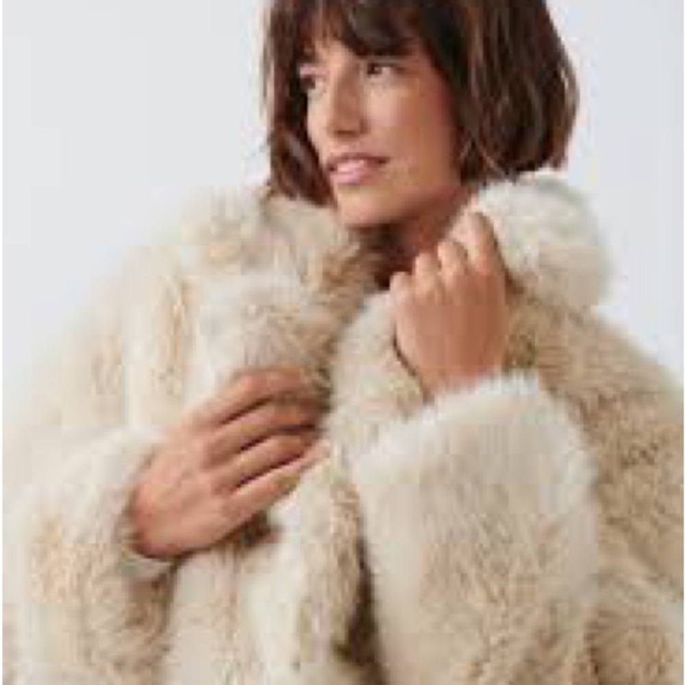 Women's Cream Faux Fur Coat